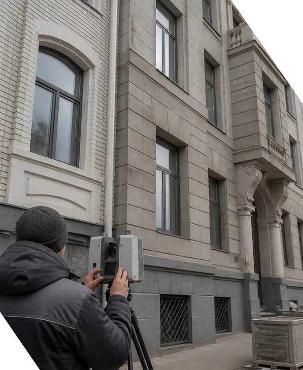 Лазерное сканирование фасадов зданий для обследования в Топках